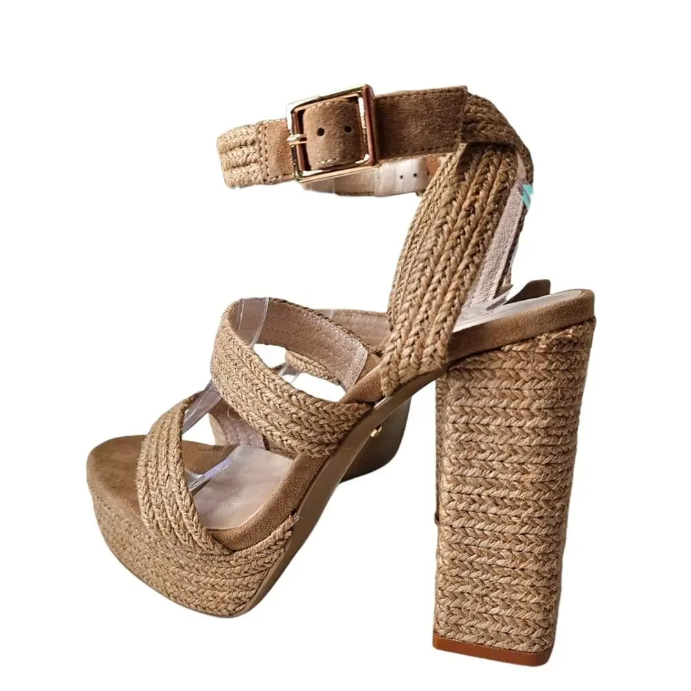 RAYE Akita Platform Sandals in Tan Size 9.5